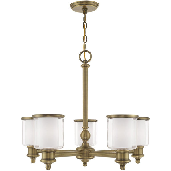 HomeRoots Five Light Dimmable Chandelier with Modern Cylindrical Shades for Elegant Home Illumination 687154