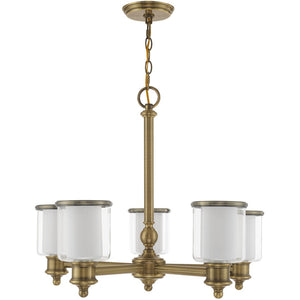 HomeRoots Five Light Dimmable Chandelier with Modern Cylindrical Shades for Elegant Home Illumination 687154