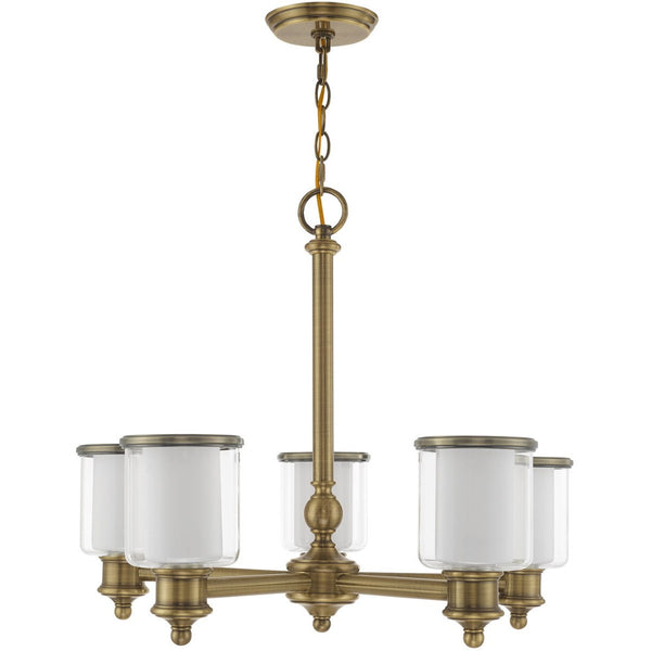 HomeRoots Five Light Dimmable Chandelier with Modern Cylindrical Shades for Elegant Home Illumination 687154