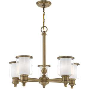 HomeRoots Five Light Dimmable Chandelier with Modern Cylindrical Shades for Elegant Home Illumination 687154