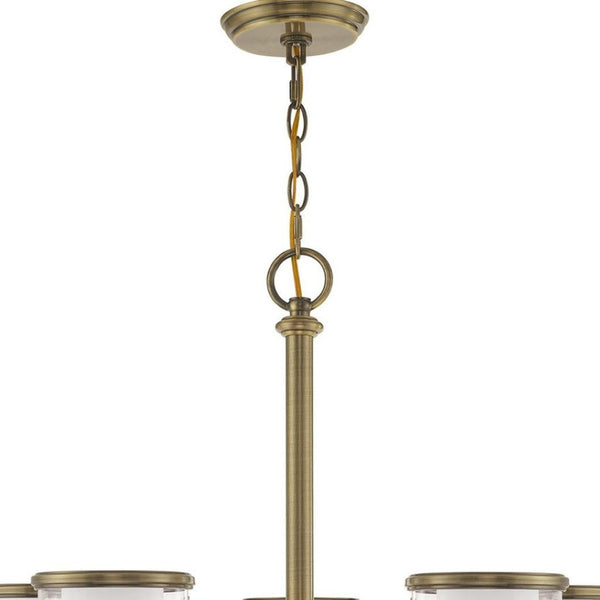 HomeRoots Five Light Dimmable Chandelier with Modern Cylindrical Shades for Elegant Home Illumination 687154