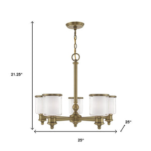 HomeRoots Five Light Dimmable Chandelier with Modern Cylindrical Shades for Elegant Home Illumination 687154