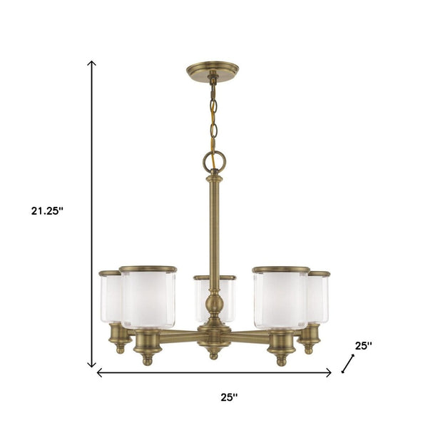 HomeRoots Five Light Dimmable Chandelier with Modern Cylindrical Shades for Elegant Home Illumination 687154
