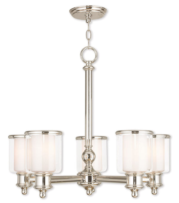 HomeRoots Five Light Dimmable Chandelier - Modern Cylinder Shades in Durable Steel for Any Room Ambiance 687155