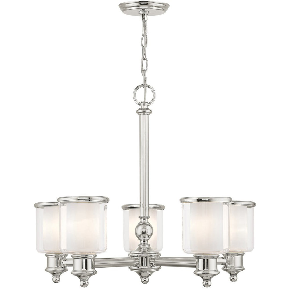 HomeRoots Five Light Dimmable Chandelier - Modern Cylinder Shades in Durable Steel for Any Room Ambiance 687155