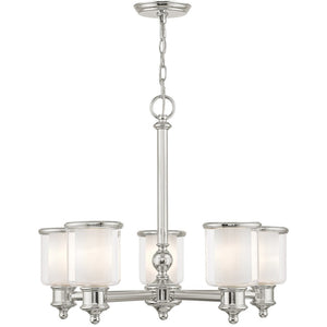 HomeRoots Five Light Dimmable Chandelier - Modern Cylinder Shades in Durable Steel for Any Room Ambiance 687155