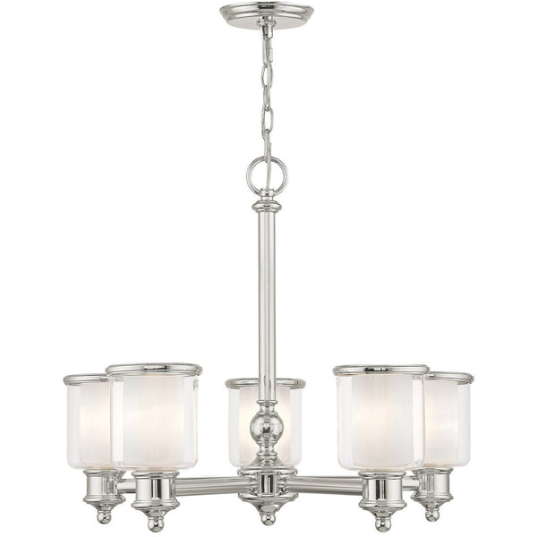 HomeRoots Five Light Dimmable Chandelier - Modern Cylinder Shades in Durable Steel for Any Room Ambiance 687155
