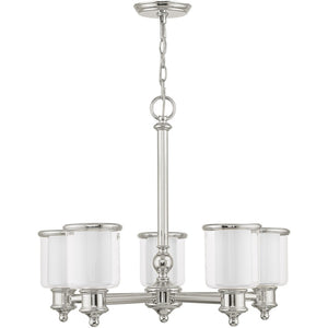 HomeRoots Five Light Dimmable Chandelier - Modern Cylinder Shades in Durable Steel for Any Room Ambiance 687155
