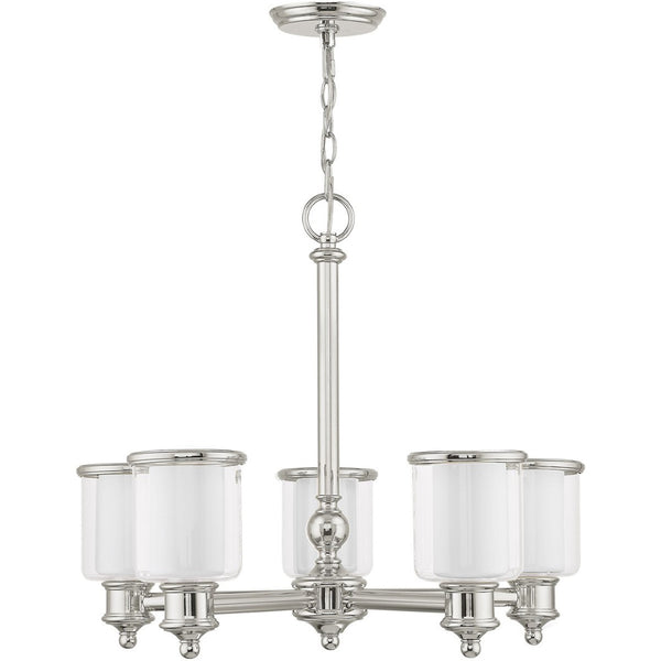 HomeRoots Five Light Dimmable Chandelier - Modern Cylinder Shades in Durable Steel for Any Room Ambiance 687155