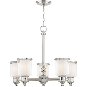 HomeRoots Five Light Dimmable Chandelier - Modern Cylinder Shades in Durable Steel for Any Room Ambiance 687155
