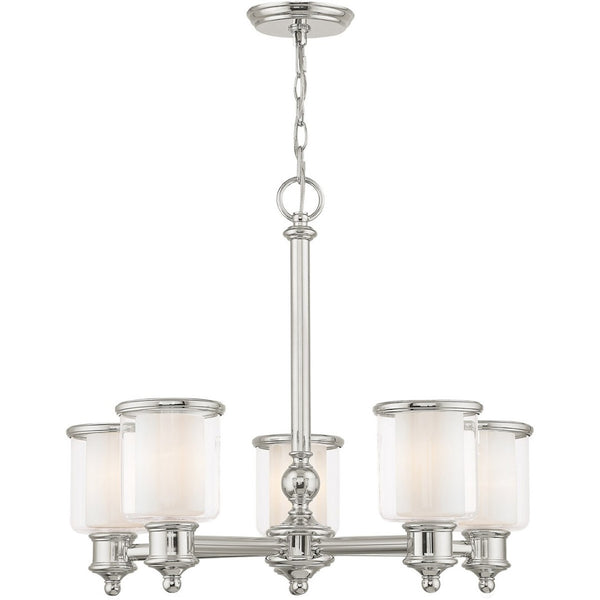 HomeRoots Five Light Dimmable Chandelier - Modern Cylinder Shades in Durable Steel for Any Room Ambiance 687155