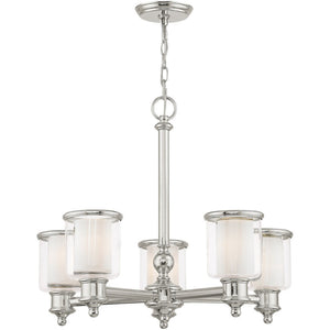 HomeRoots Five Light Dimmable Chandelier - Modern Cylinder Shades in Durable Steel for Any Room Ambiance 687155