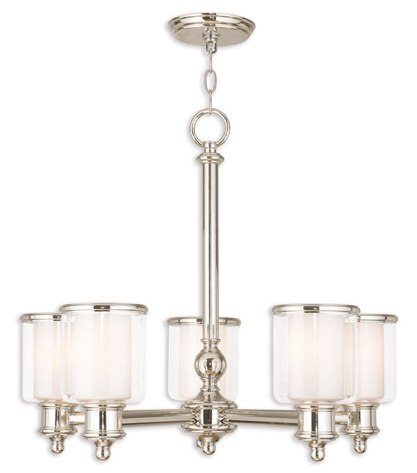 HomeRoots Five Light Dimmable Chandelier - Modern Cylinder Shades in Durable Steel for Any Room Ambiance 687155