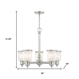 HomeRoots Five Light Dimmable Chandelier - Modern Cylinder Shades in Durable Steel for Any Room Ambiance 687155