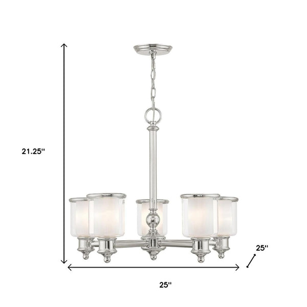 HomeRoots Five Light Dimmable Chandelier - Modern Cylinder Shades in Durable Steel for Any Room Ambiance 687155