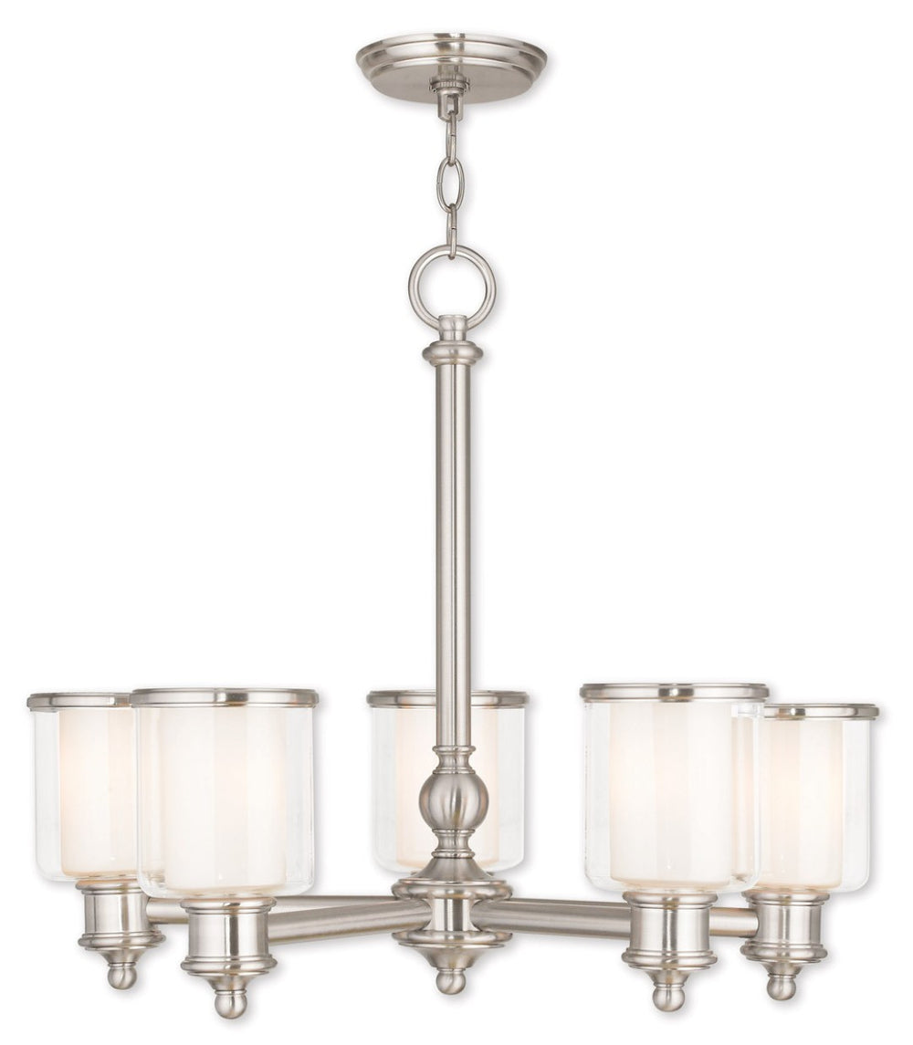 HomeRoots Five Light Dimmable Chandelier - Modern Cylindrical Steel Shades for Elegant Ambiance & Style 687156