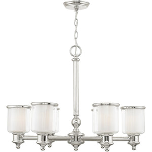 HomeRoots Nickel Six-Light Dimmable Chandelier – Stylish Metal Design with Clear & Opal Shades for Any Room 687157