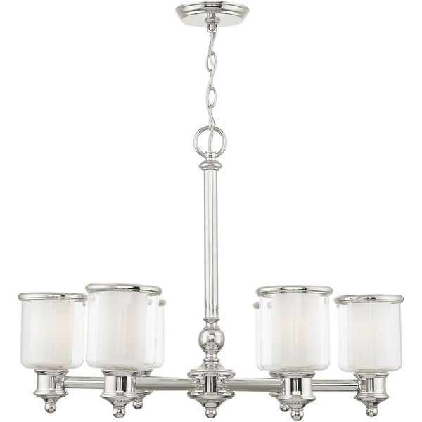 HomeRoots Nickel Six-Light Dimmable Chandelier – Stylish Metal Design with Clear & Opal Shades for Any Room 687157