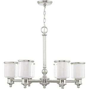 HomeRoots Nickel Six-Light Dimmable Chandelier – Stylish Metal Design with Clear & Opal Shades for Any Room 687157