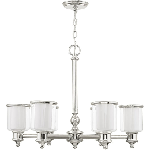 HomeRoots Nickel Six-Light Dimmable Chandelier – Stylish Metal Design with Clear & Opal Shades for Any Room 687157