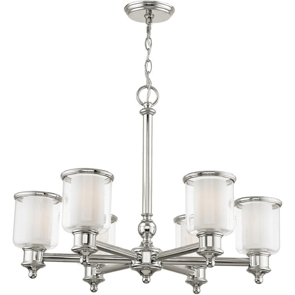 HomeRoots Nickel Six-Light Dimmable Chandelier – Stylish Metal Design with Clear & Opal Shades for Any Room 687157