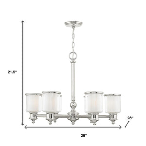 HomeRoots Nickel Six-Light Dimmable Chandelier – Stylish Metal Design with Clear & Opal Shades for Any Room 687157