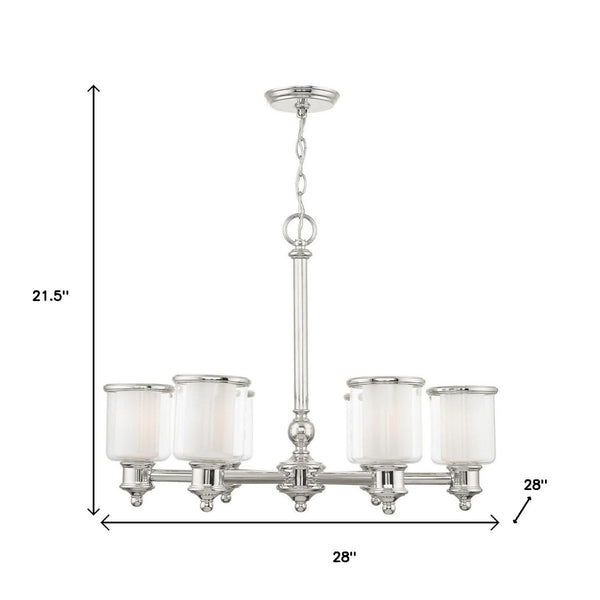 HomeRoots Nickel Six-Light Dimmable Chandelier – Stylish Metal Design with Clear & Opal Shades for Any Room 687157