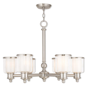 HomeRoots Six Light Dimmable Chandelier - Modern Cylindrical Shades for Elegant Ambient Lighting & Style 687158
