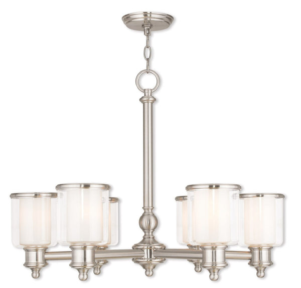 HomeRoots Six Light Dimmable Chandelier - Modern Cylindrical Shades for Elegant Ambient Lighting & Style 687158