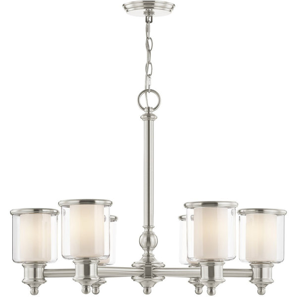 HomeRoots Six Light Dimmable Chandelier - Modern Cylindrical Shades for Elegant Ambient Lighting & Style 687158