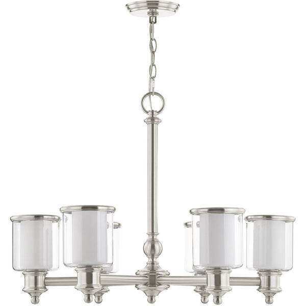 HomeRoots Six Light Dimmable Chandelier - Modern Cylindrical Shades for Elegant Ambient Lighting & Style 687158