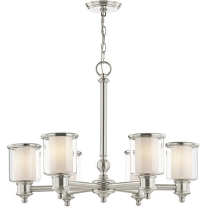 HomeRoots Six Light Dimmable Chandelier - Modern Cylindrical Shades for Elegant Ambient Lighting & Style 687158