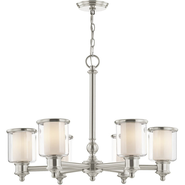 HomeRoots Six Light Dimmable Chandelier - Modern Cylindrical Shades for Elegant Ambient Lighting & Style 687158