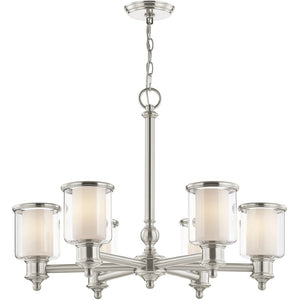 HomeRoots Six Light Dimmable Chandelier - Modern Cylindrical Shades for Elegant Ambient Lighting & Style 687158