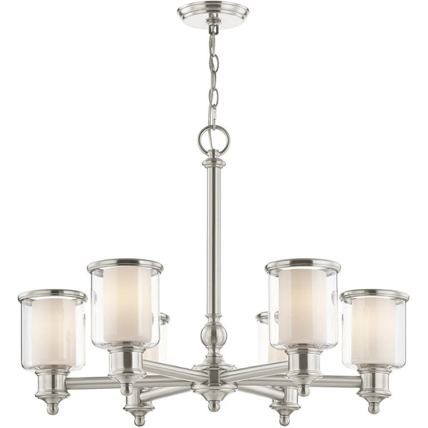 HomeRoots Six Light Dimmable Chandelier - Modern Cylindrical Shades for Elegant Ambient Lighting & Style 687158