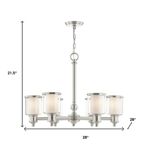 HomeRoots Six Light Dimmable Chandelier - Modern Cylindrical Shades for Elegant Ambient Lighting & Style 687158