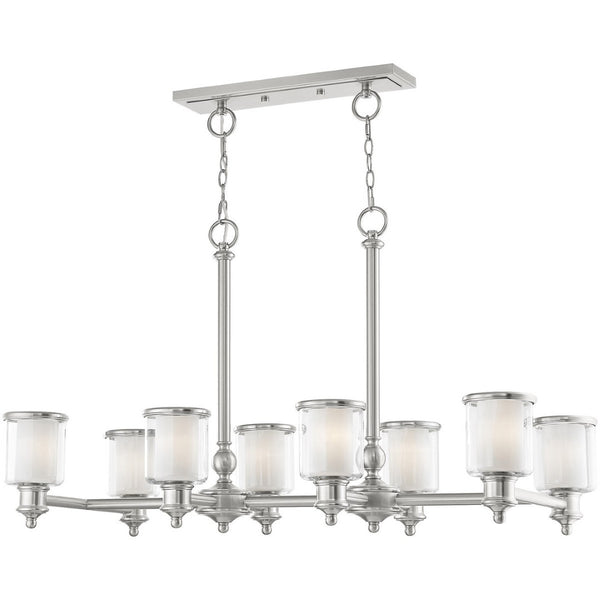 HomeRoots Eight Light Dimmable Chandelier – Modern Cylindrical Design with Steel Shades for Versatile Lighting 687159