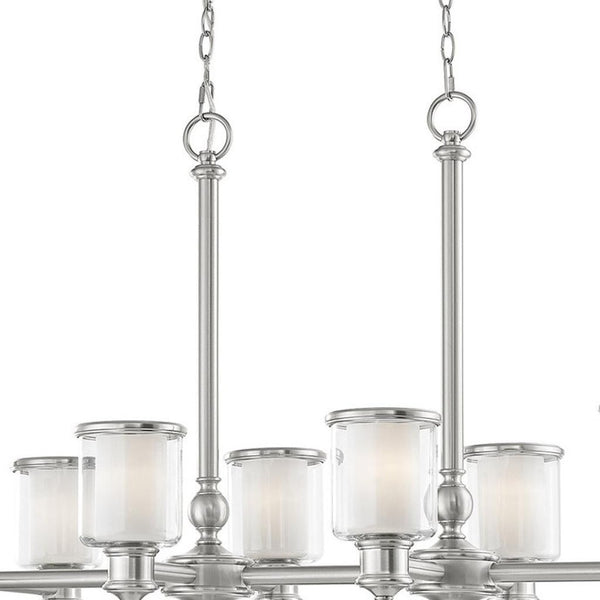 HomeRoots Eight Light Dimmable Chandelier – Modern Cylindrical Design with Steel Shades for Versatile Lighting 687159