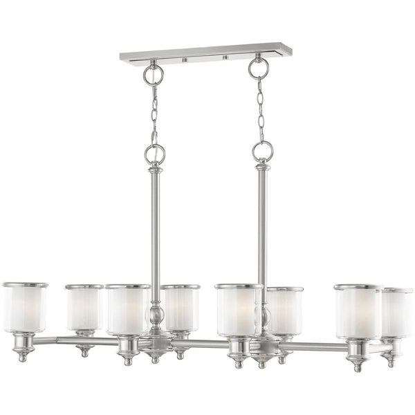 HomeRoots Eight Light Dimmable Chandelier – Modern Cylindrical Design with Steel Shades for Versatile Lighting 687159