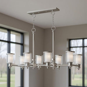 HomeRoots Eight Light Dimmable Chandelier – Modern Cylindrical Design with Steel Shades for Versatile Lighting 687159
