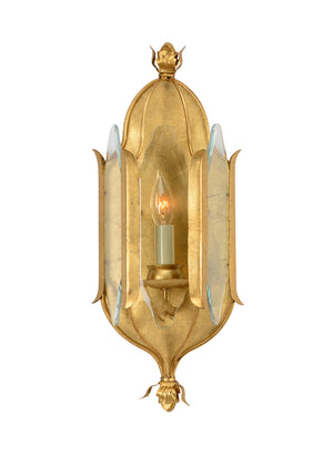 Chelsea House Stowe Antique Gold Leaf Sconce With Beveled Backplate — 19" Single-Candle Wall Light For Warm Ambiance 68716