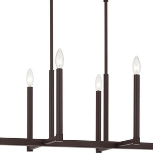 HomeRoots Bronze Eight-Light Dimmable Chandelier with Cylinder Shades for Elegant Ambiance & Warmth 687161