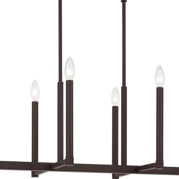 HomeRoots Bronze Eight-Light Dimmable Chandelier with Cylinder Shades for Elegant Ambiance & Warmth 687161