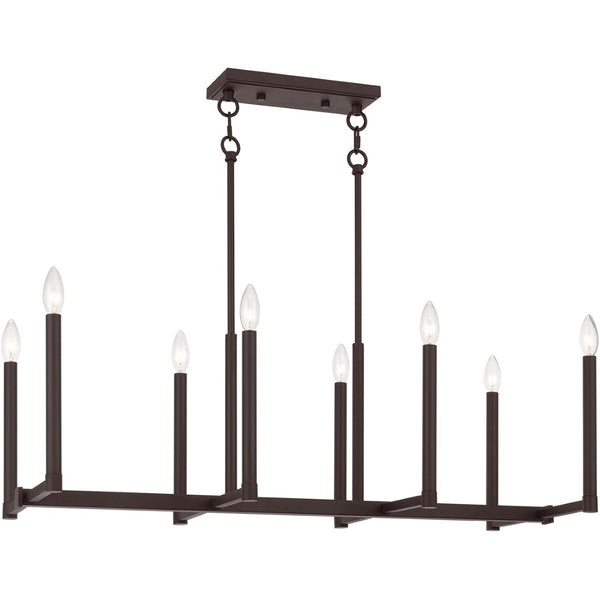 HomeRoots Bronze Eight-Light Dimmable Chandelier with Cylinder Shades for Elegant Ambiance & Warmth 687161