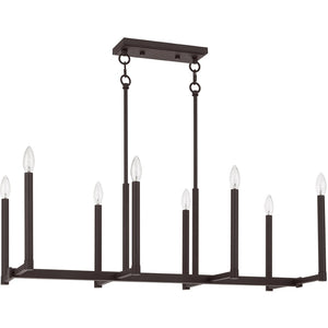 HomeRoots Bronze Eight-Light Dimmable Chandelier with Cylinder Shades for Elegant Ambiance & Warmth 687161