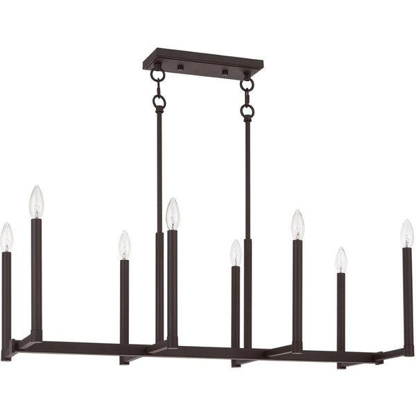 HomeRoots Bronze Eight-Light Dimmable Chandelier with Cylinder Shades for Elegant Ambiance & Warmth 687161
