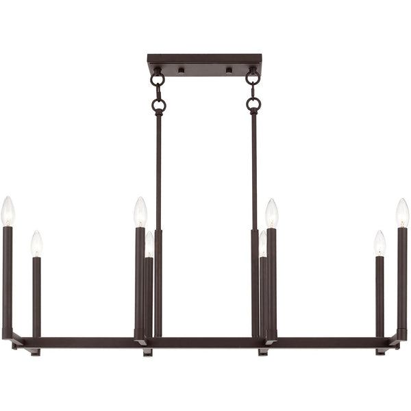 HomeRoots Bronze Eight-Light Dimmable Chandelier with Cylinder Shades for Elegant Ambiance & Warmth 687161