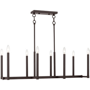 HomeRoots Bronze Eight-Light Dimmable Chandelier with Cylinder Shades for Elegant Ambiance & Warmth 687161