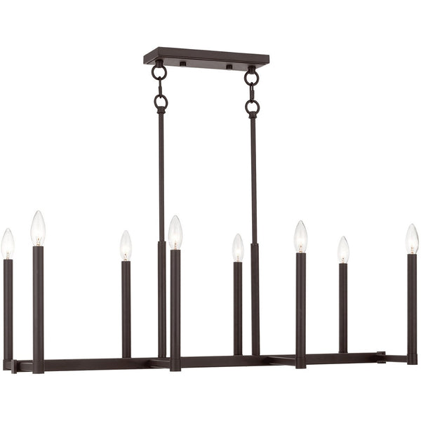 HomeRoots Bronze Eight-Light Dimmable Chandelier with Cylinder Shades for Elegant Ambiance & Warmth 687161