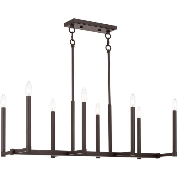 HomeRoots Bronze Eight-Light Dimmable Chandelier with Cylinder Shades for Elegant Ambiance & Warmth 687161